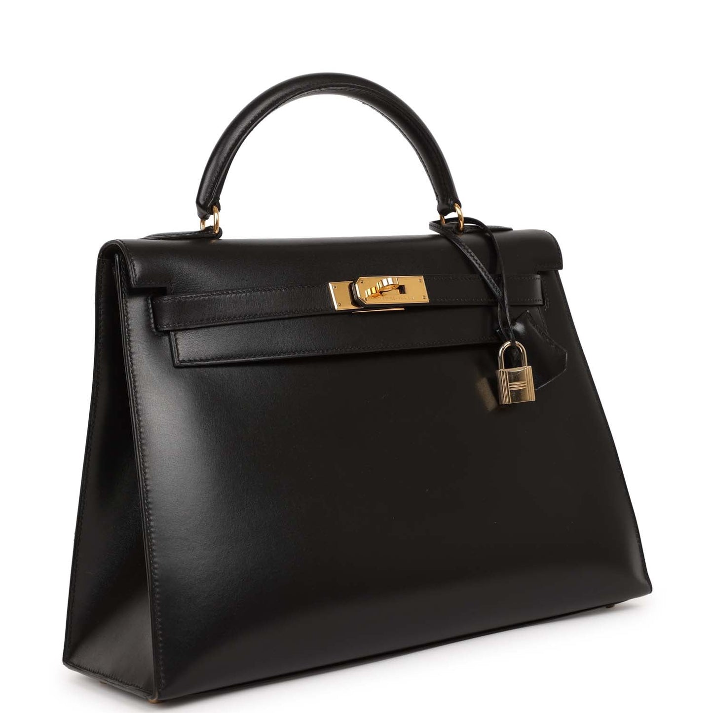 Hermes Kelly Sellier Box Hardware Handbag Black Gold Travel Bag Gold Hardware