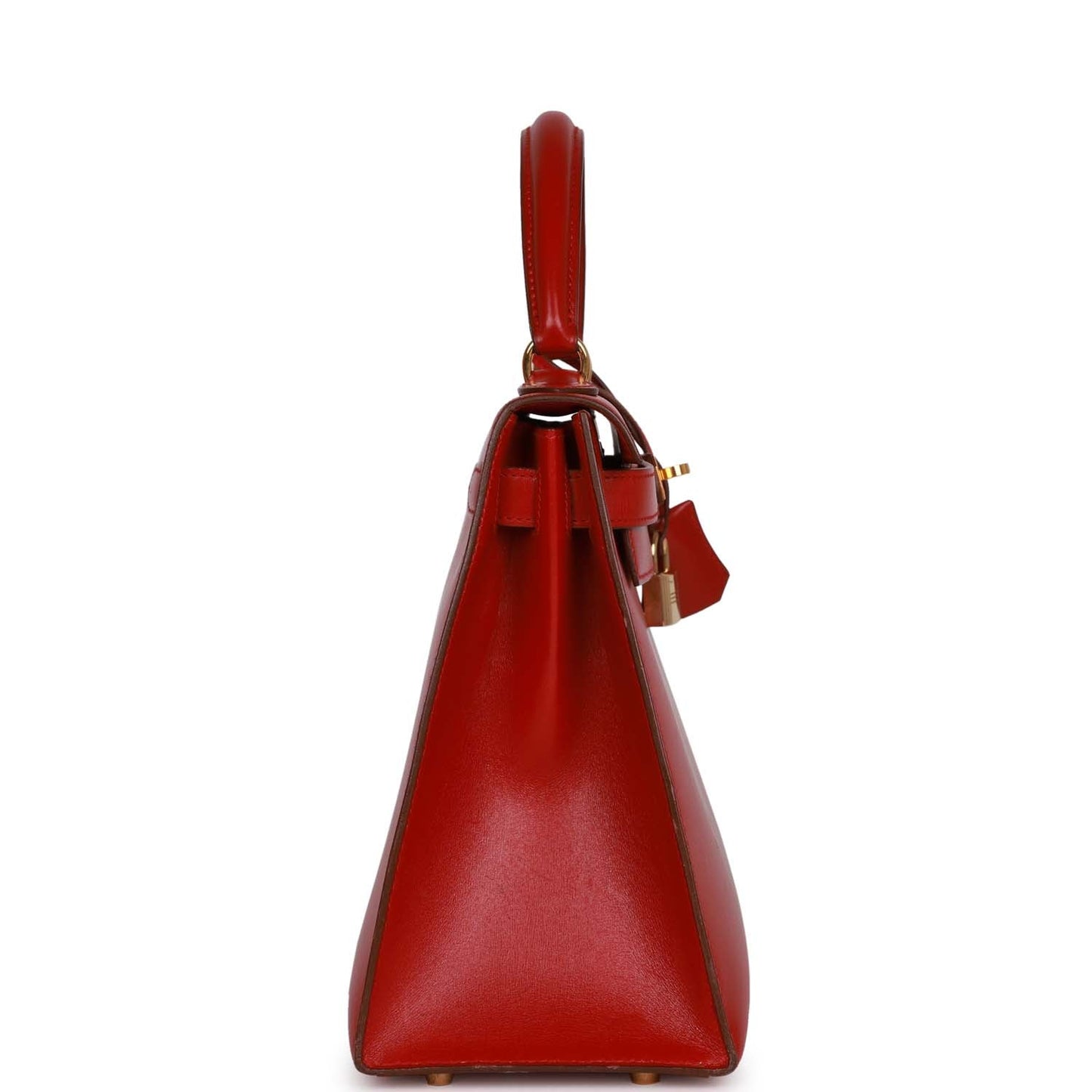 Hermes Kelly Sellier Rouge Vif Box Hardware Handbag Gold Travel Bag