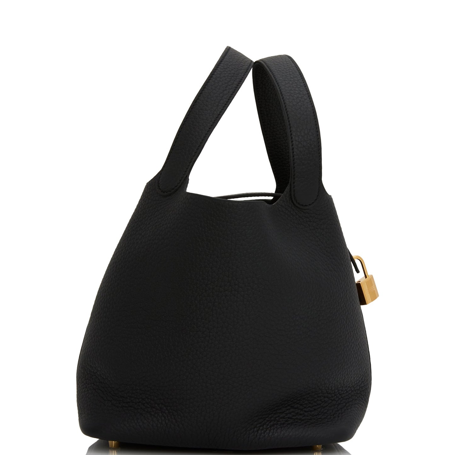 Hermes Picotin Lock Clemence Hardware Handbag Black Gold Travel Bag 7