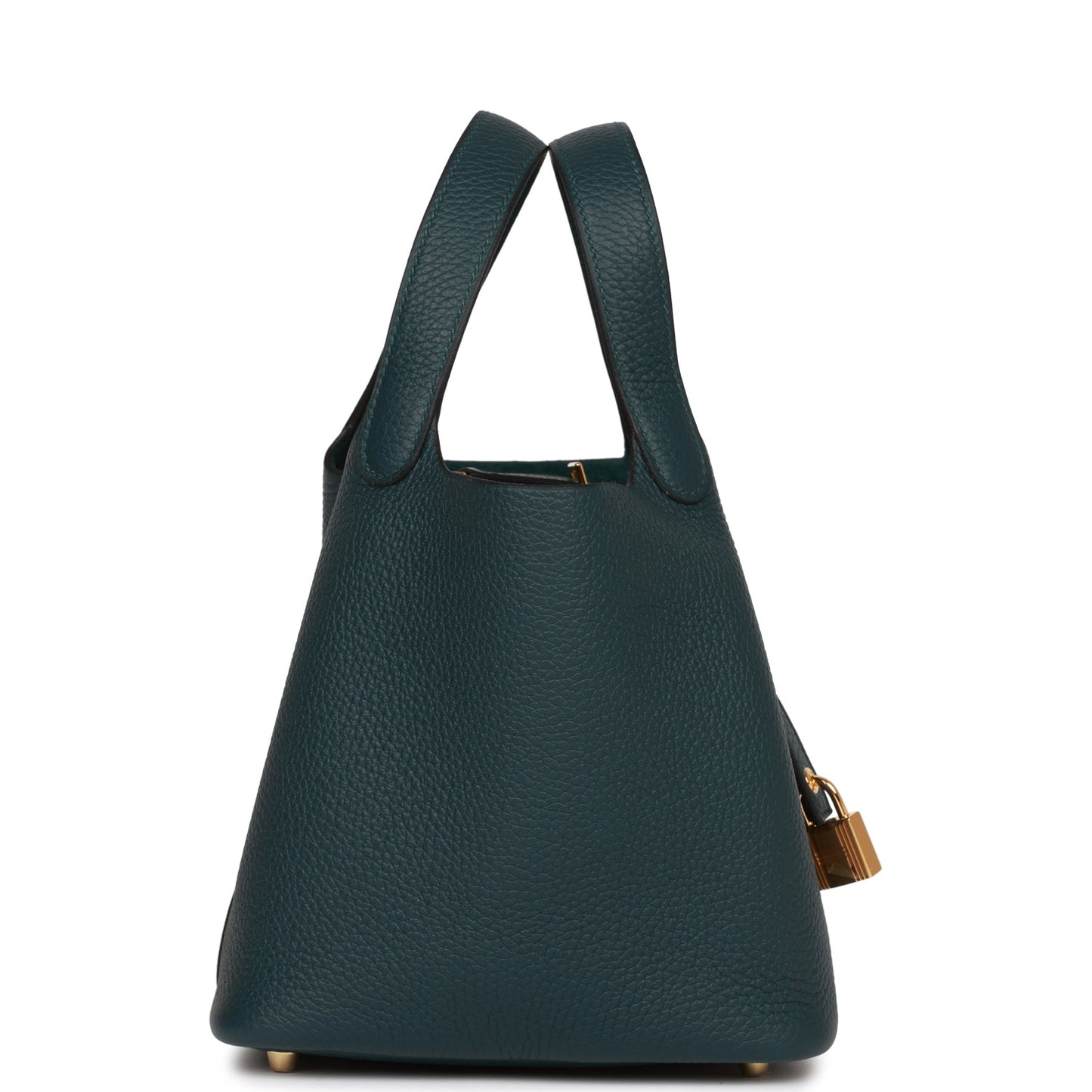 Hermes Picotin Lock Vert Cypress Clemence Hardware Handbag Gold Travel Bag