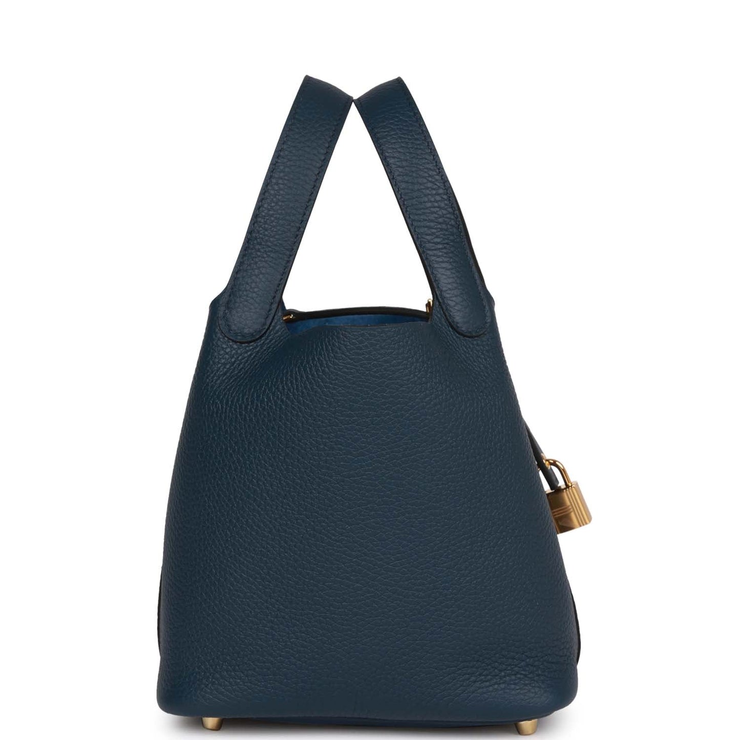 Hermes Picotin Lock Bleu De Prusse Hardware Handbag Gold Travel Bag