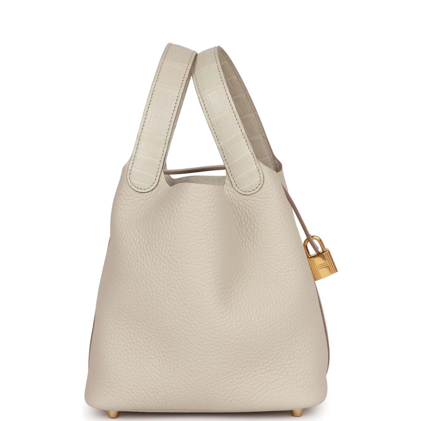Hermes Picotin Lock Beton Matte Alligator And Clemence Touch Gold Travel Bag