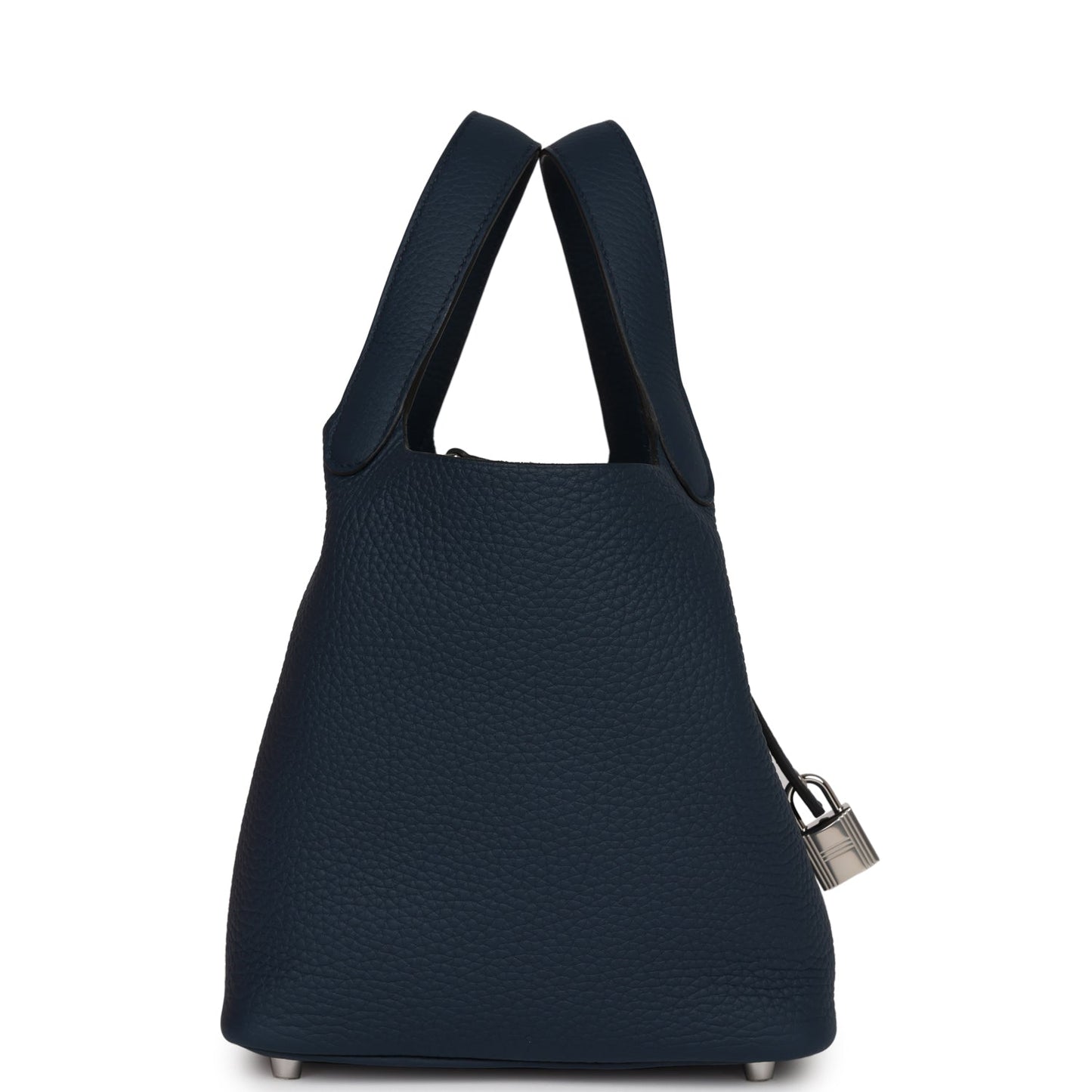 Hermes Picotin Lock Bleu De Prusse Clemence Palladium Travel Bag