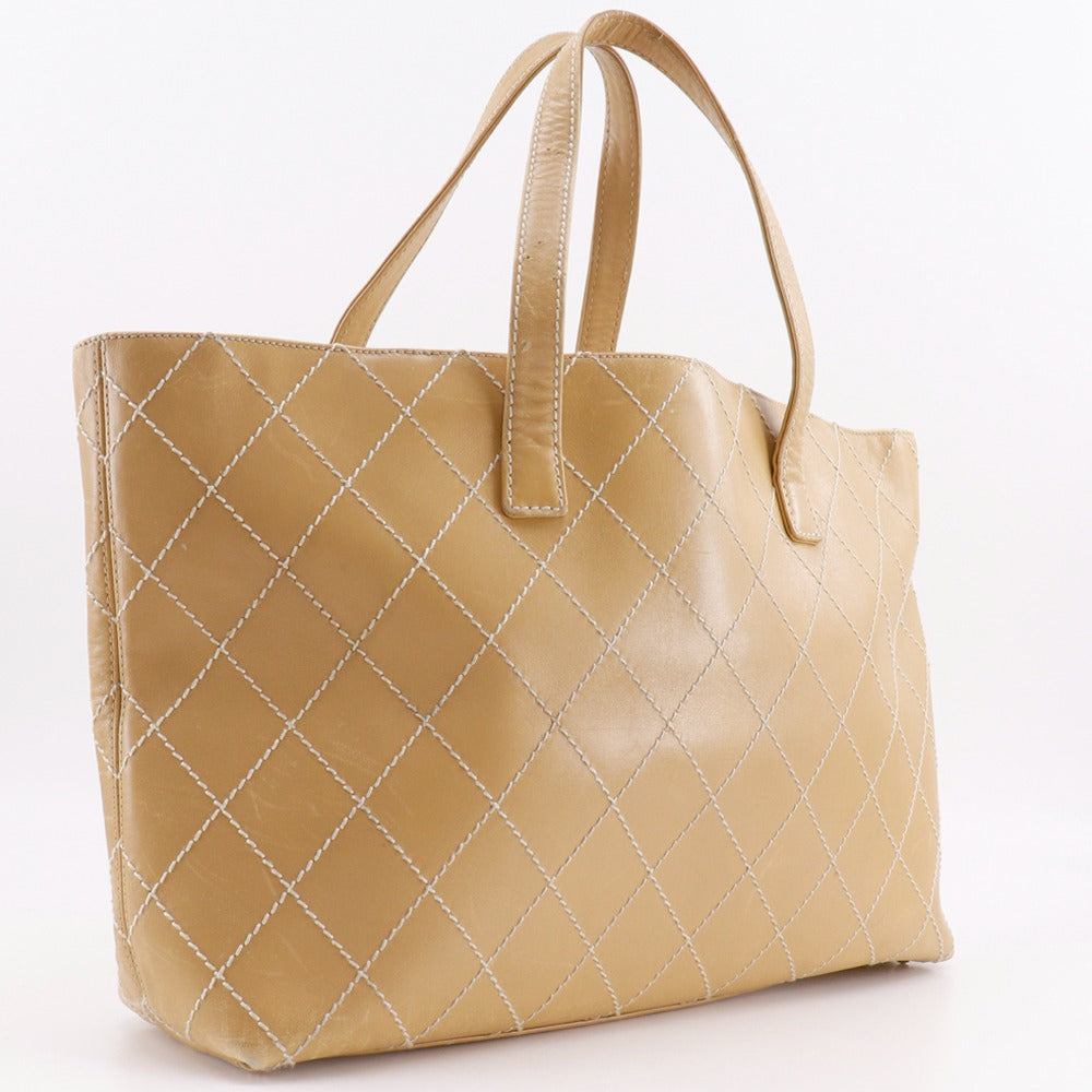Chanel Calfskin Wild stitch Beige Tote Bag 3