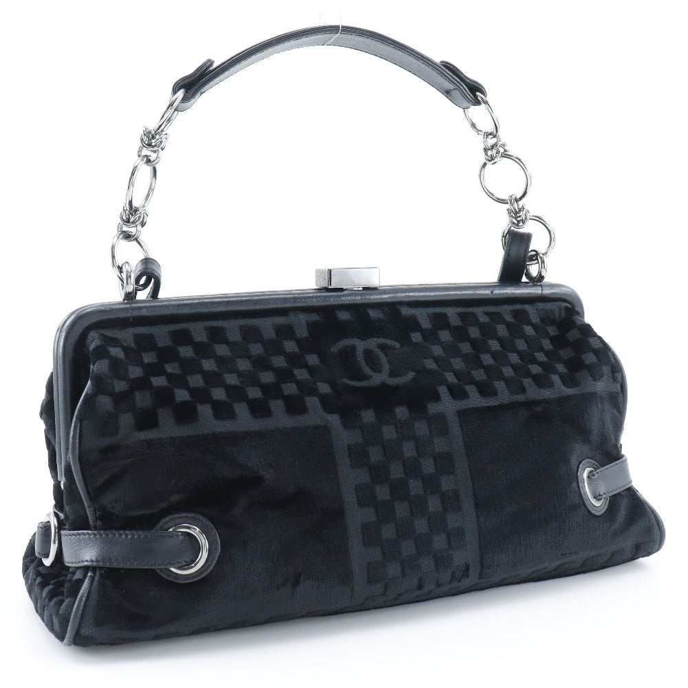 Chanel Velor Gamaguchi 2WAY COCO Mark ChainShoulder Black Shoulder Bag
