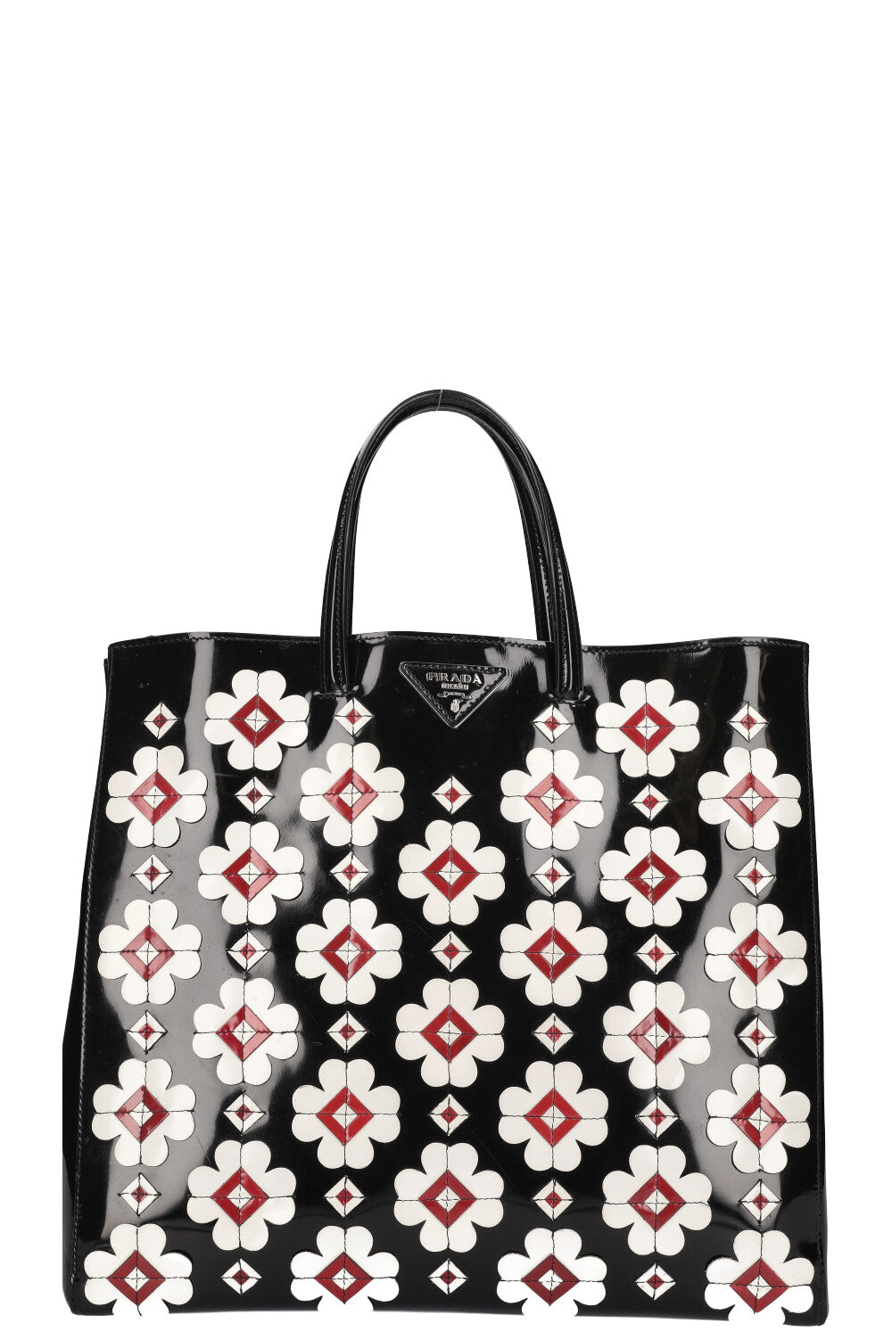 Prada Tote Bag Spazzolato Tote with Geometric Black