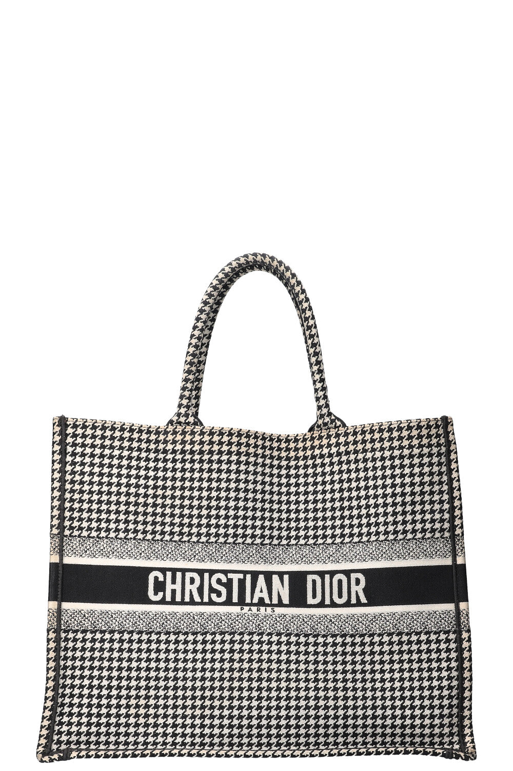 Dior Tote Bag Houndstooth Book Tote & Black White