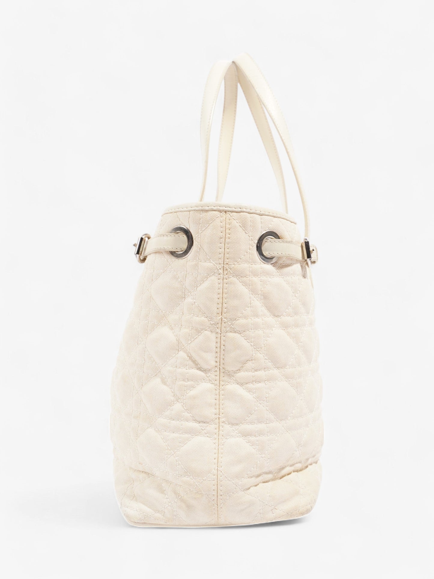 Dior Christian Panarea Tote Canvas Cream Small Shoulder Bag