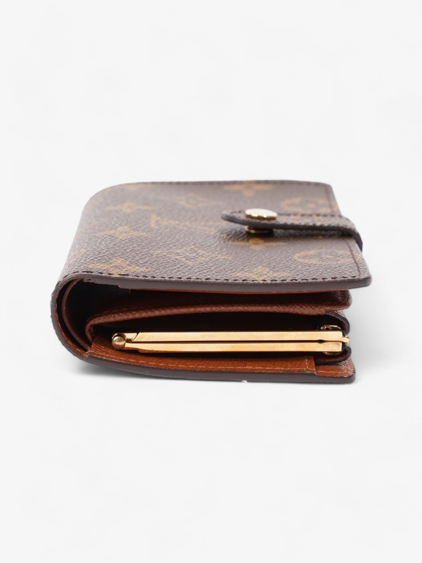 Louis Vuitton French Kisslock Bi-Fold Coin Coated Monogram Canvas Coated Canvas Wallet Case