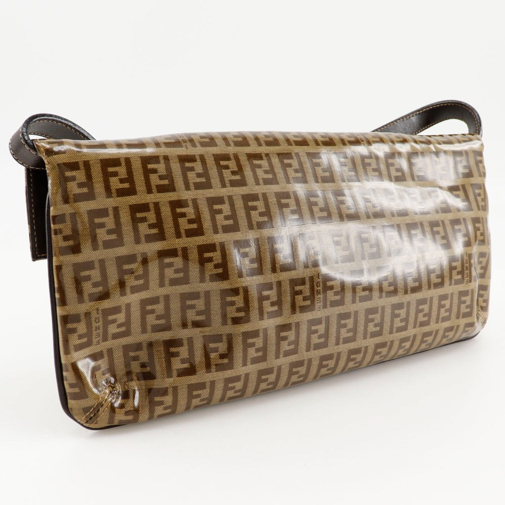 Fendi Shoulder Bag Plastics Zucchino Mamma Brown Bucket