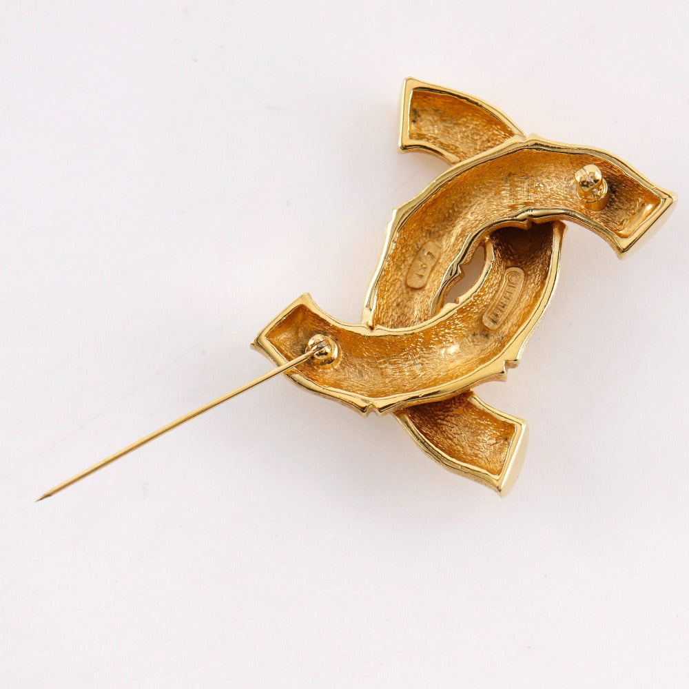 Chanel Brooch Plated Bamboo COCO Mark Gold Handbag