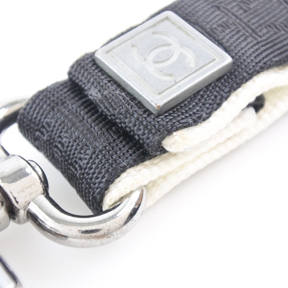 CHANEL key ring Nylon canvas, metal Black / white Bag charm Sports line COCO Mark unisex(Unisex)