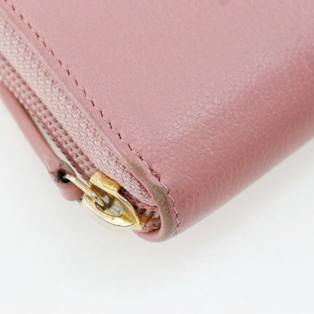 CHANEL Long Wallet Purse leather pink Women
