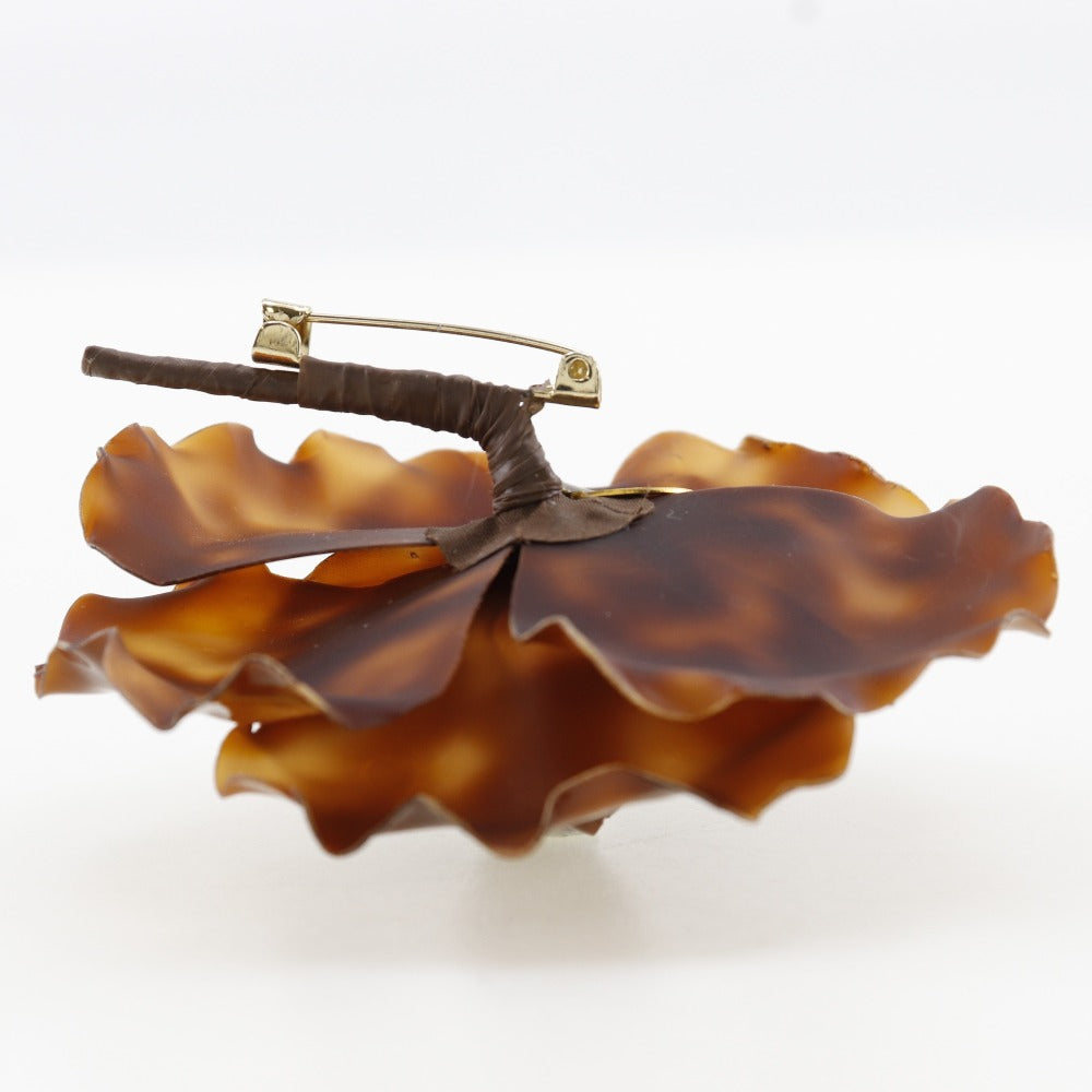 CHANEL Brooch enamel Brown Camelia Women New