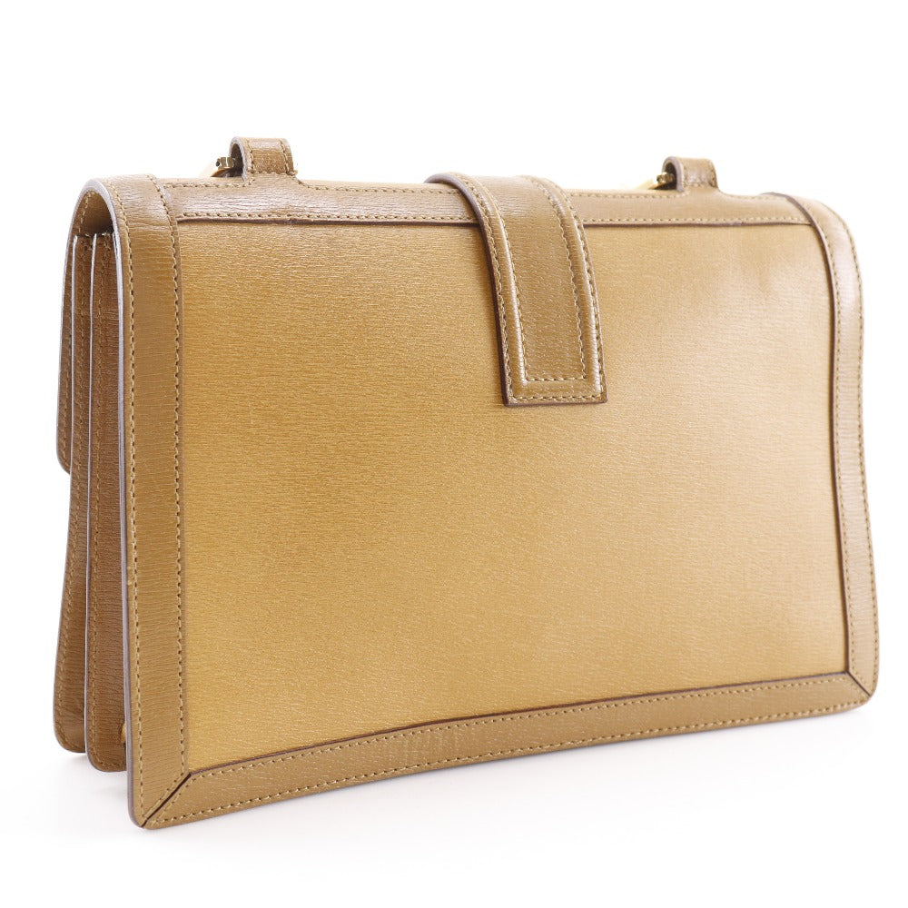 Gucci 001. G buckle Calfskin Brown Shoulder Bag