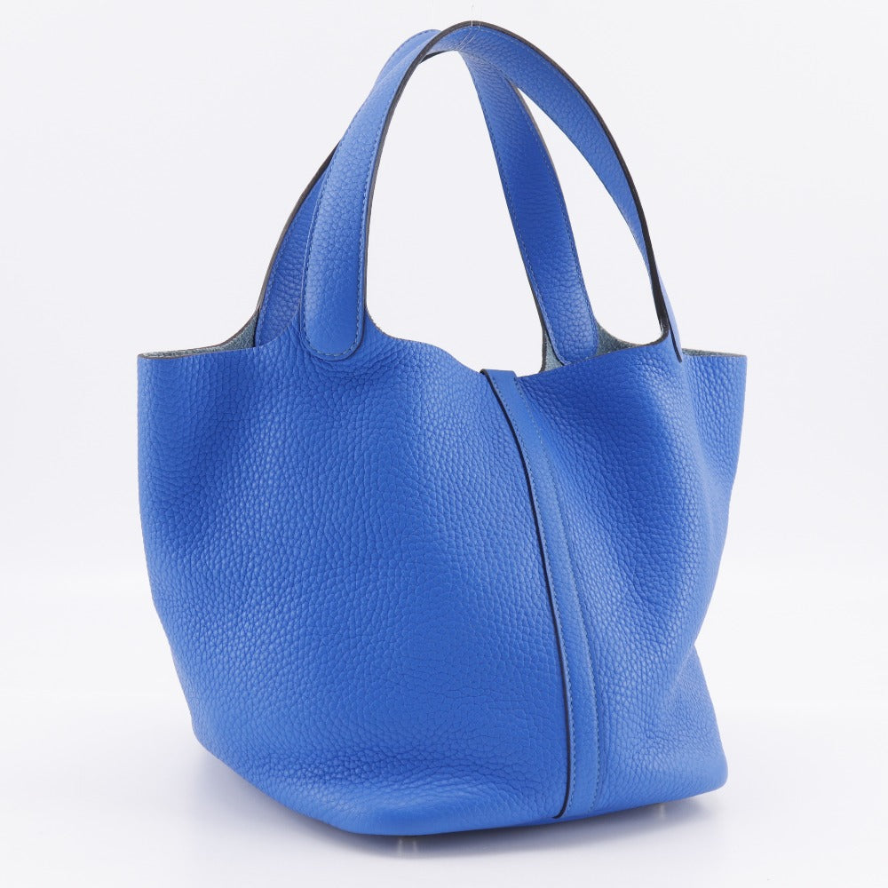 Taurillon Clemence Pico Lock Mm Blue Tan Travel Bag