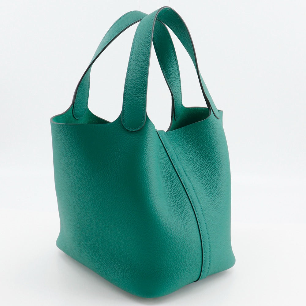 Hermes Handbag Taurillon Clemence Maurice Picotan Lock Green Travel Bag