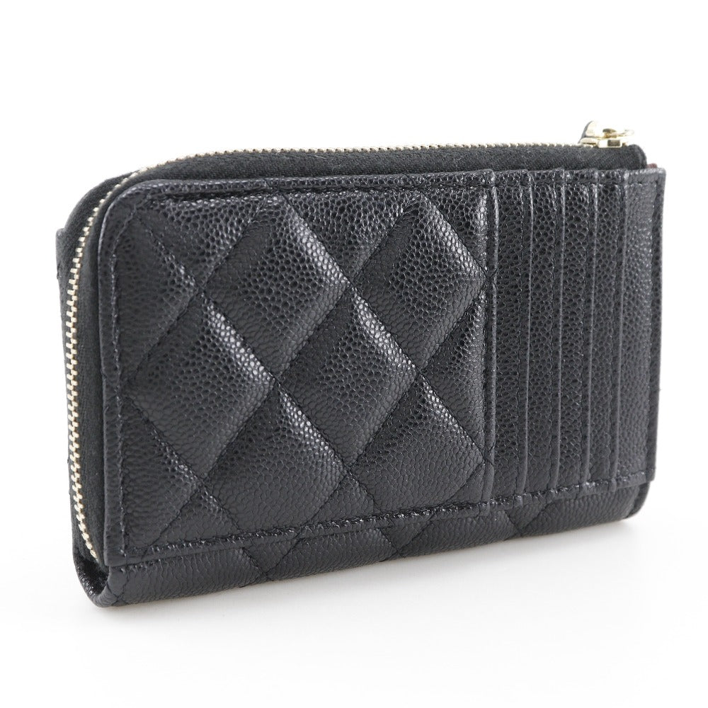 Chanel Coin Caviar skin L-shaped fastener Matrasse Black Handbag