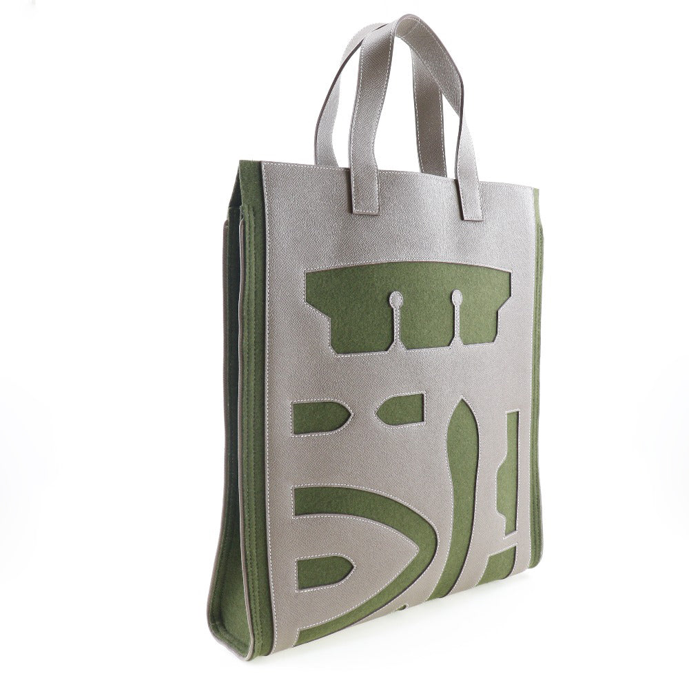 Hermes Tote Bag Epsom Felt Petit Ash Unisex Unisex Brown Green