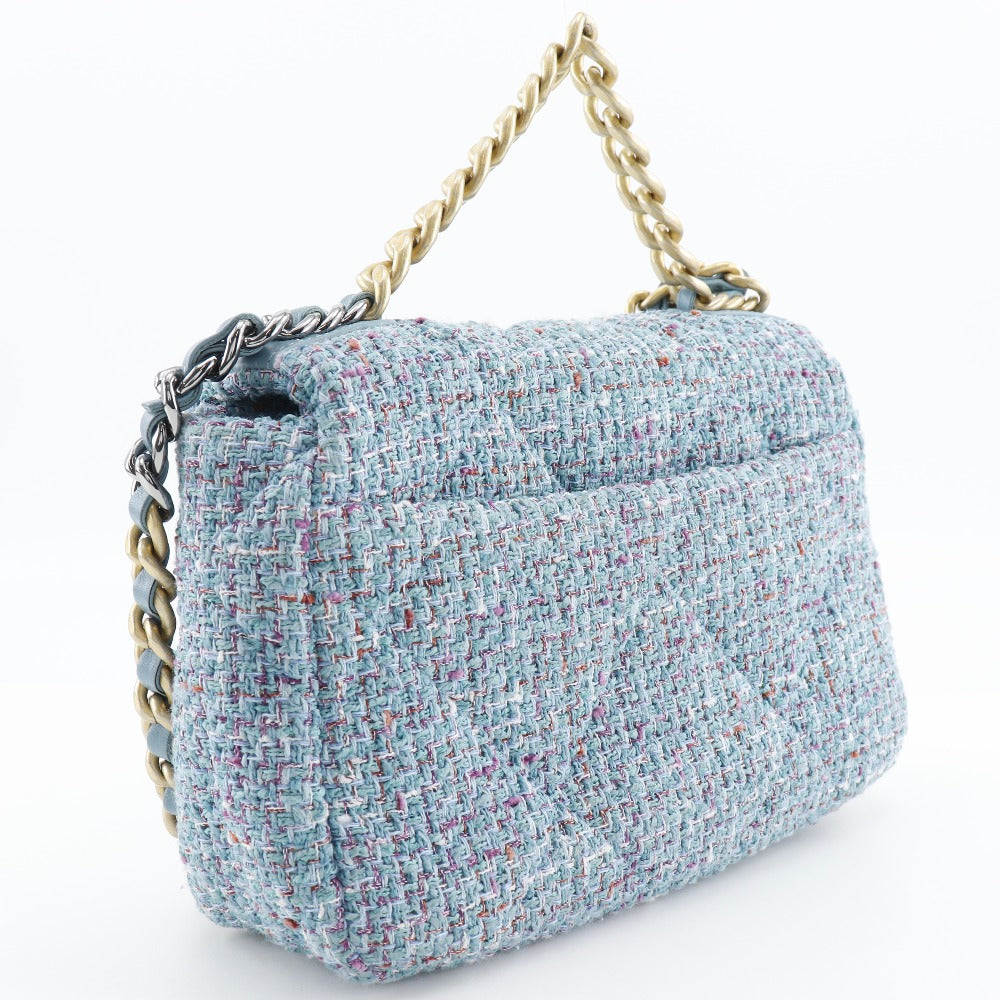 Chanel tweed Diznow ChainShoulder19 Blue Shoulder Bag