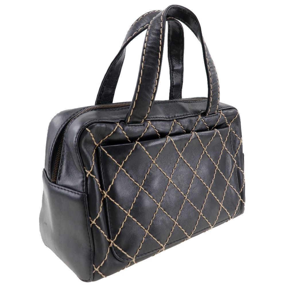 Chanel Calfskin COCO Mark Wild stitch Black Handbag