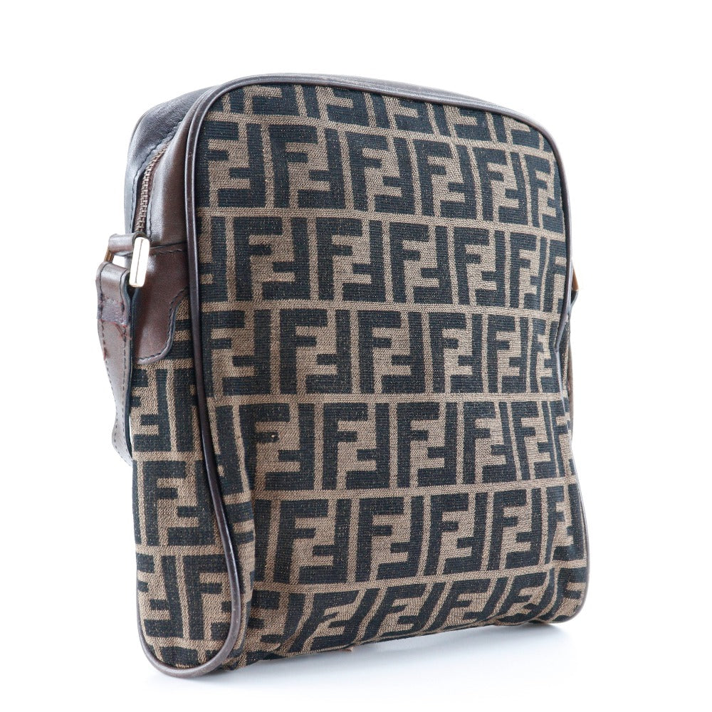 Fendi Shoulder Bag Zucca Women Unisex Canvas Brown