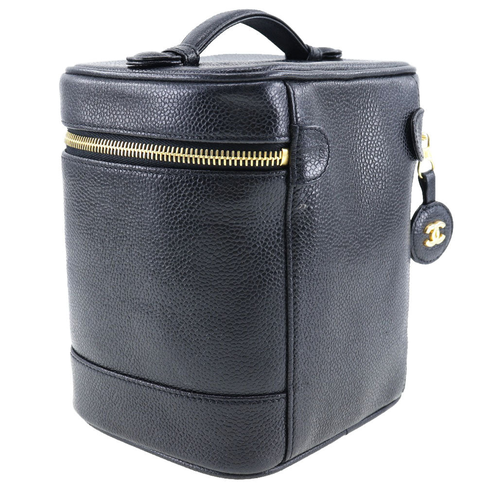 Chanel Caviar skin COCO Mark Vanity Black Handbag 3