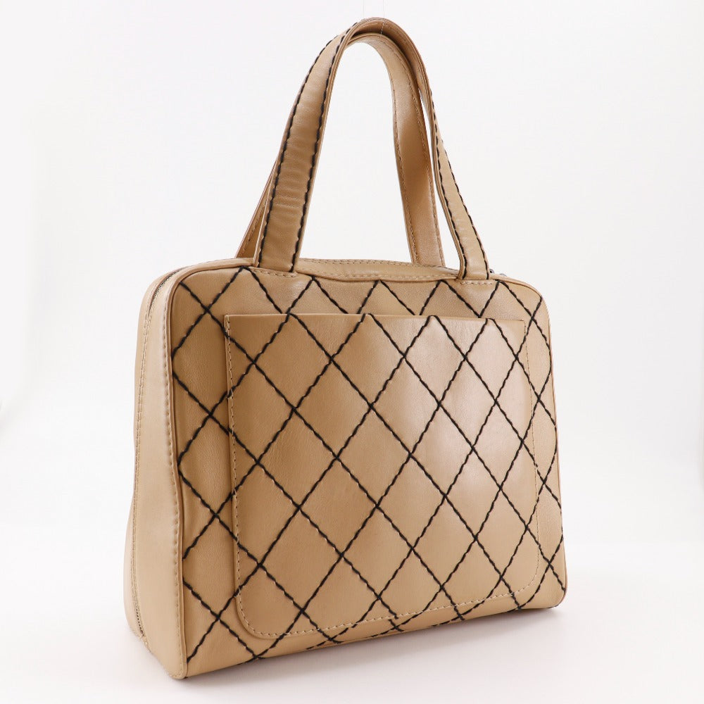 Chanel Calfskin Wild stitch Beige Tote Bag 2