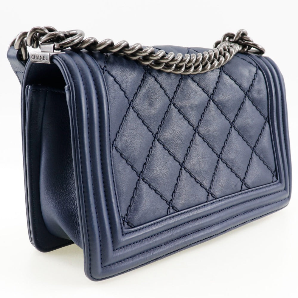 Chanel lambskin Navy Matrasse ChainShoulder Boy Blue Shoulder Bag