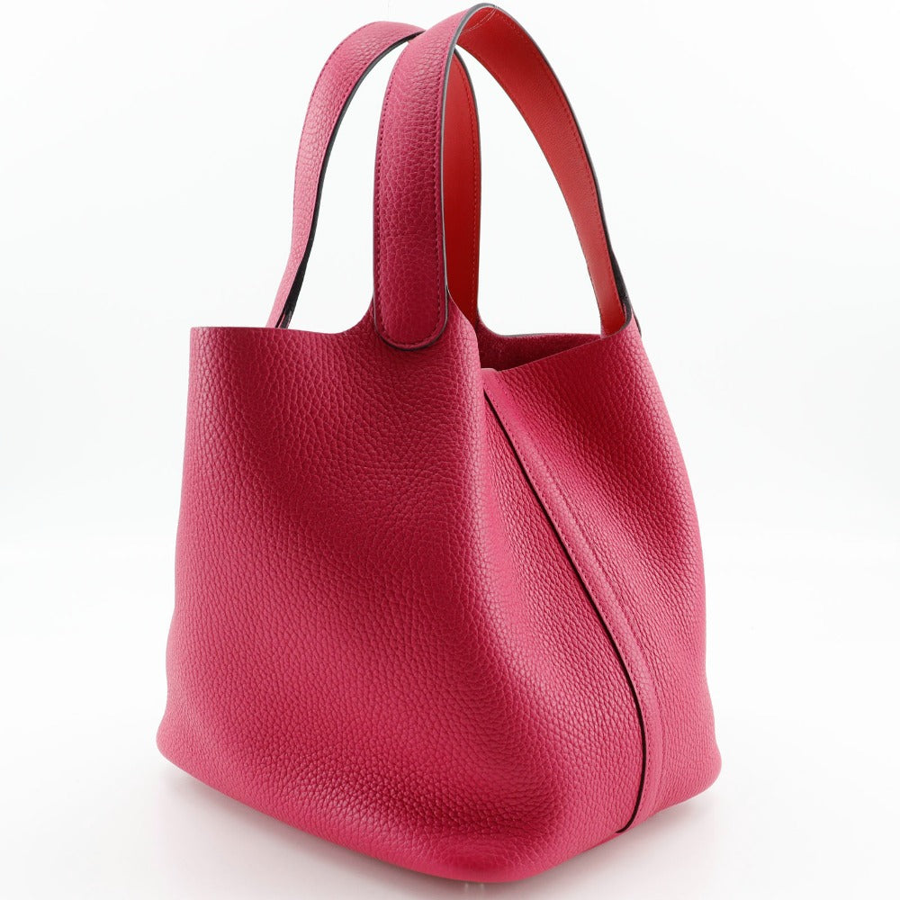 Hermes Handbag Togo Pico Lock Mm Women Pink Tan Travel Bag