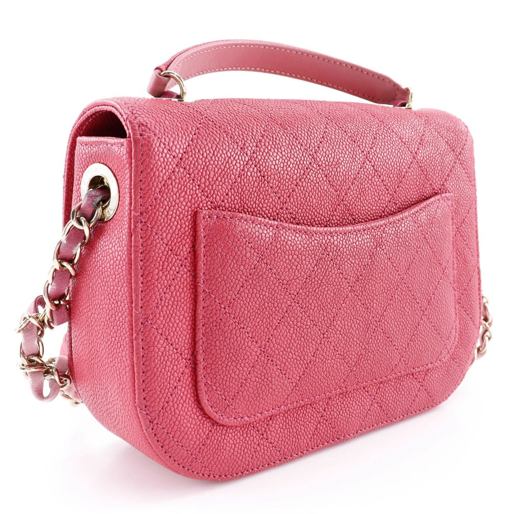 Chanel Caviar skin 2WAYShoulder COCO Mark top Pink Shoulder Bag