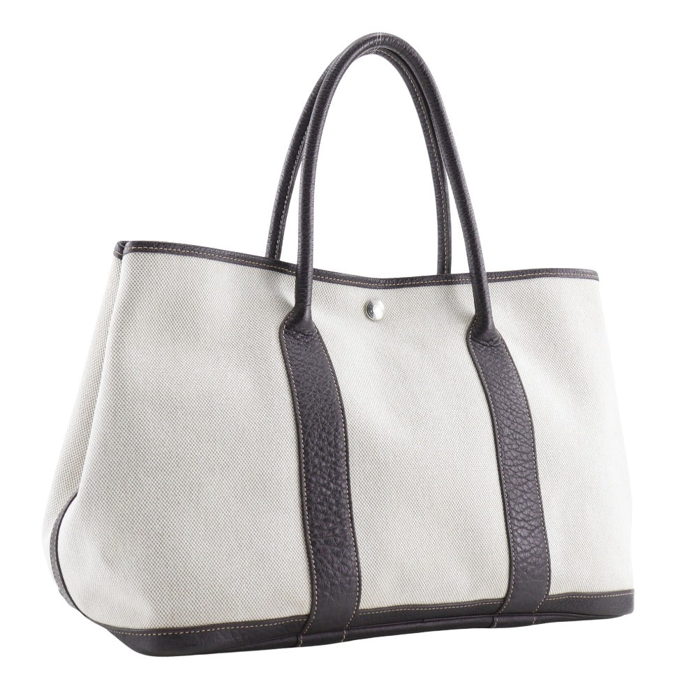 Hermes Tote Bag Toile Buffle Garden Party Pm Women Brown Beige