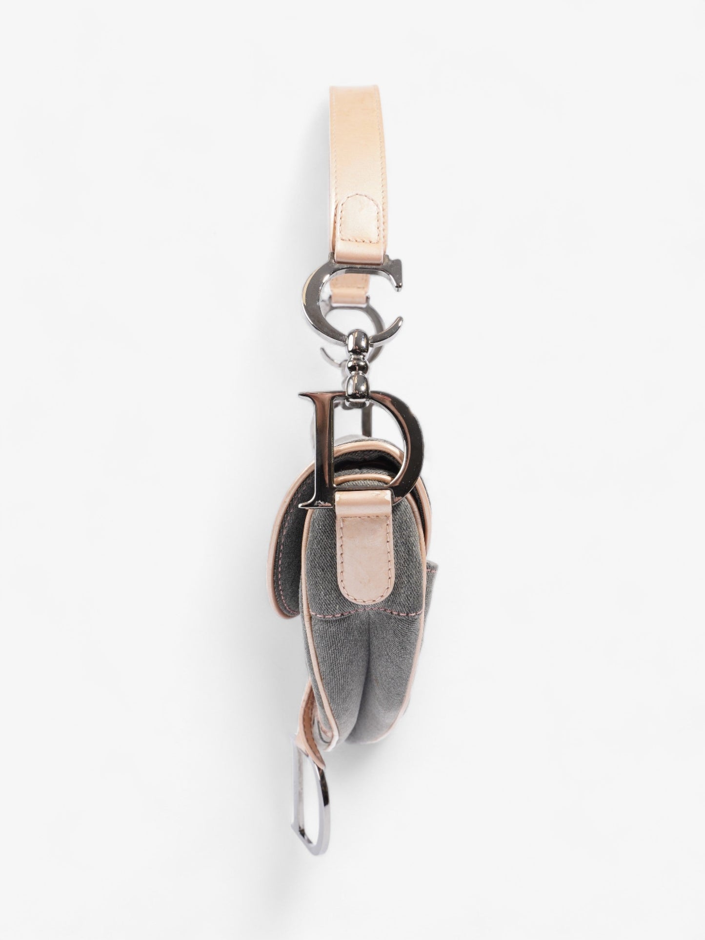 Dior Christian Saddle Grey Pale Shoulder Bag Denim Pink Gray