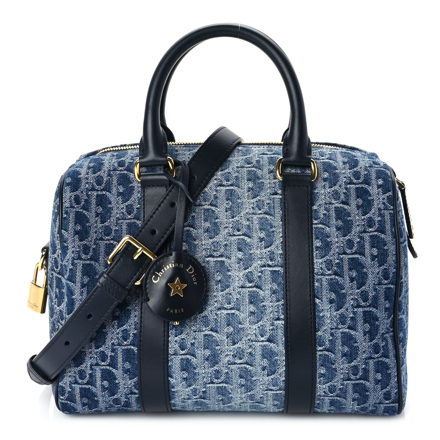 Dior Travel Bag Christian Oblique Groove 25 Bag Denim Blue