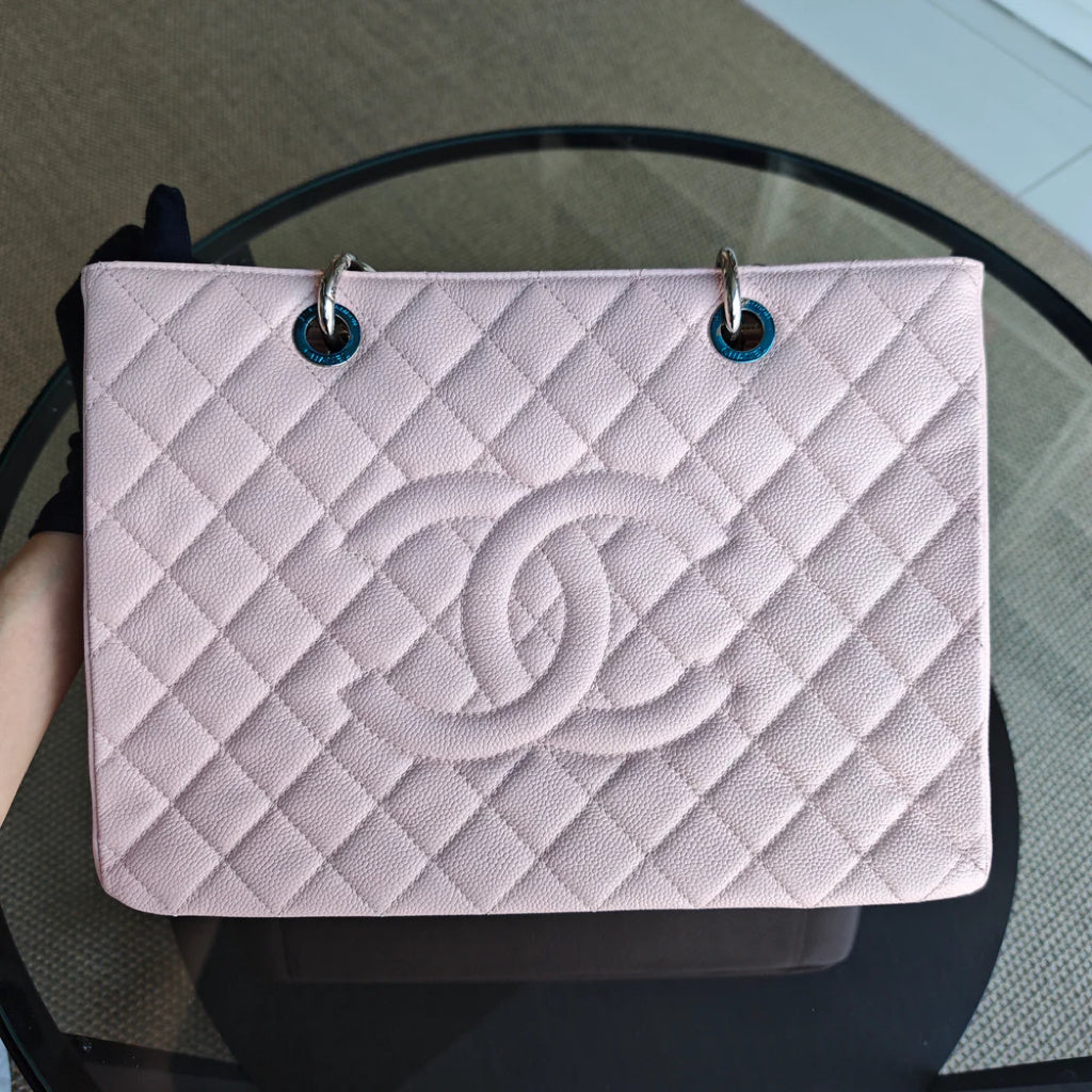 Chanel GST Grand Shopping Tote - Caviar Grained Quilted Pink Tote Bag