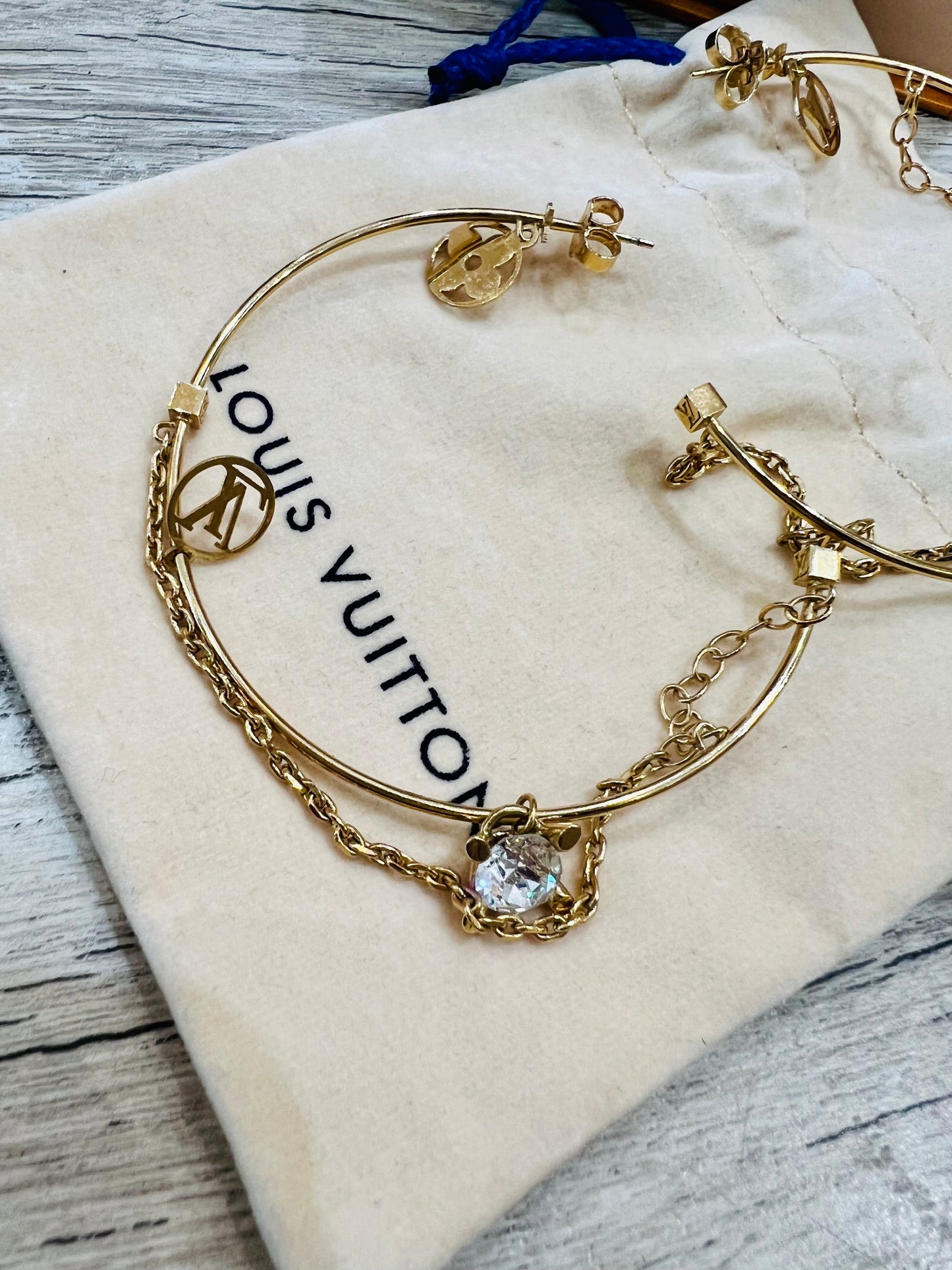 Louis Vuitton Monogram Hoops Earrings Charms & Chains Jewelry Accessory