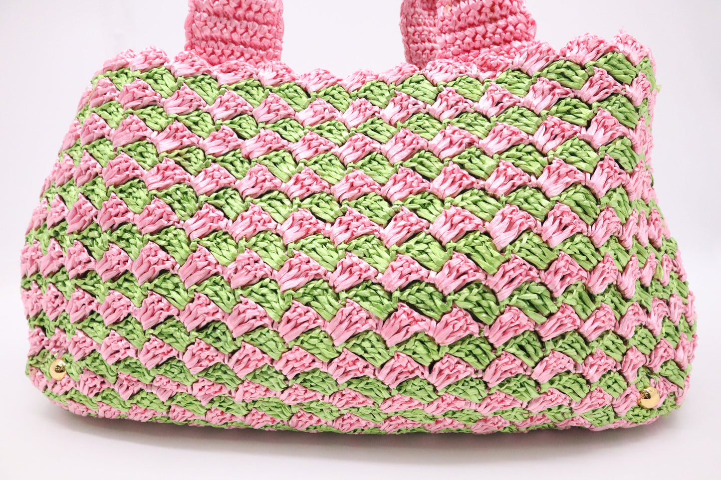 Prada Canapa Tote Large In And Crochet Handbag Raffia Pink Tote Bag