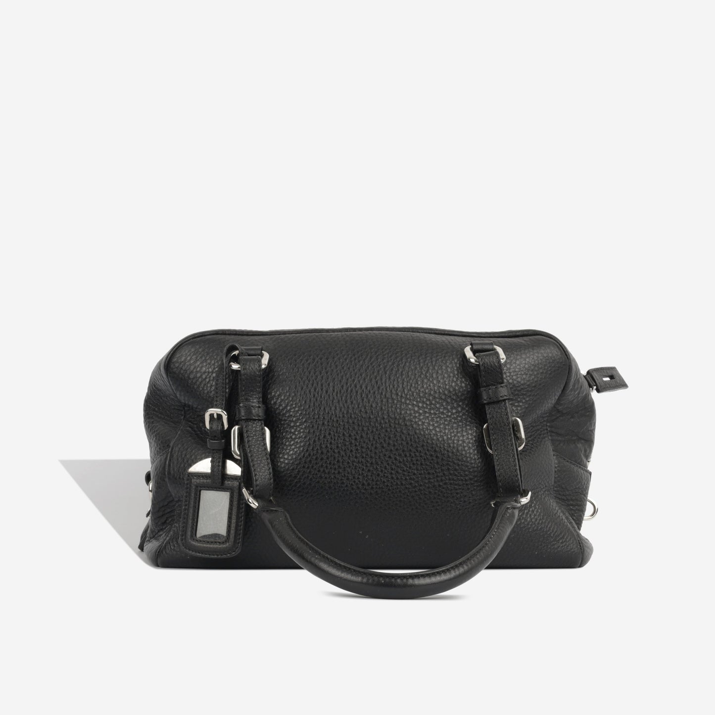 Prada Bowling Bag Crossbody Bag Black Leather Ghw