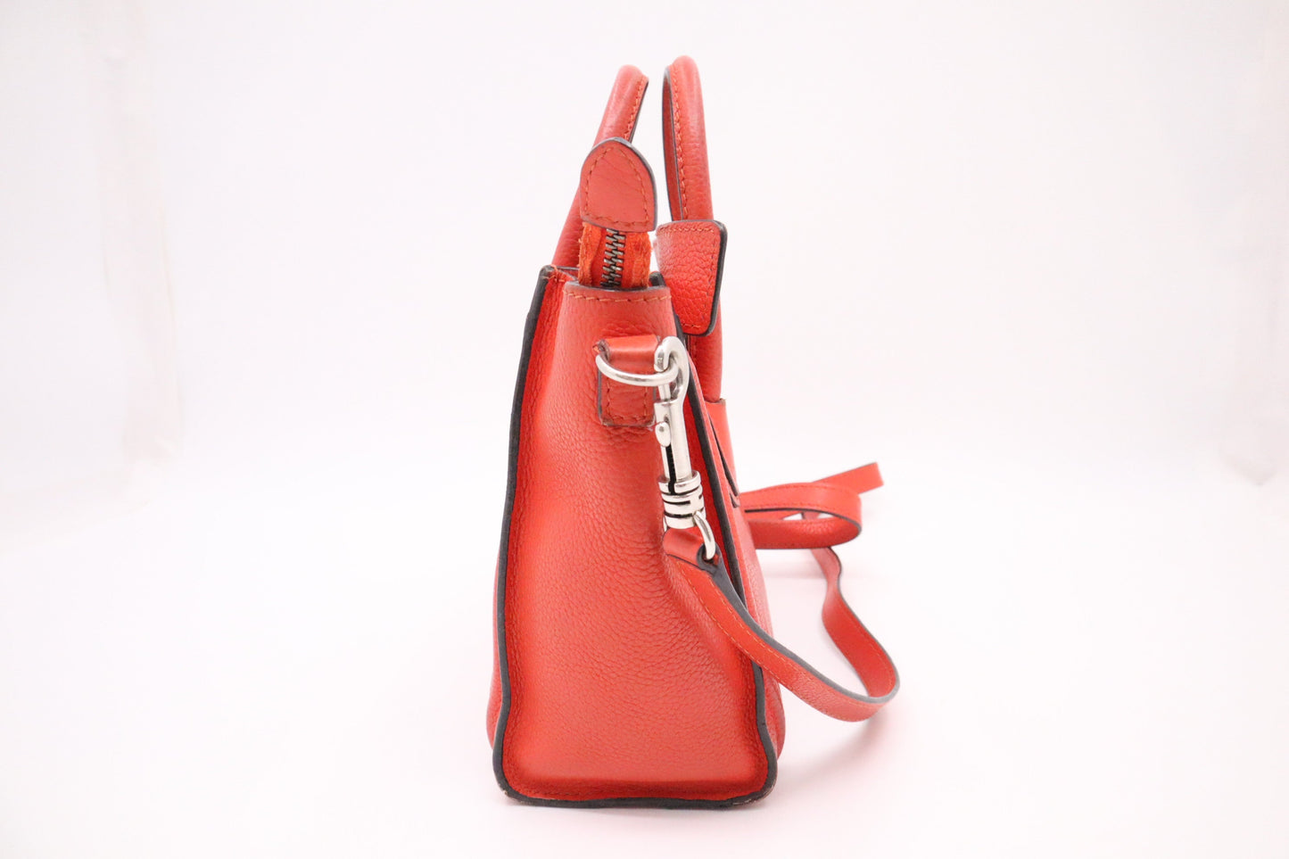 Celine Nano Luggage In Dark Orange Handbag Leather Travel Bag