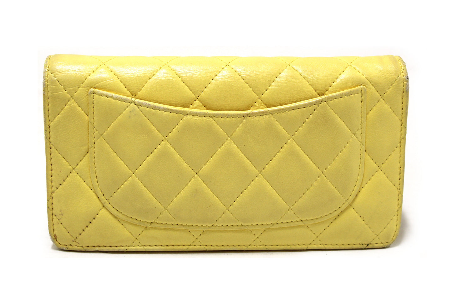Chanel Yellow Quilted Lambskin Leather Wallet