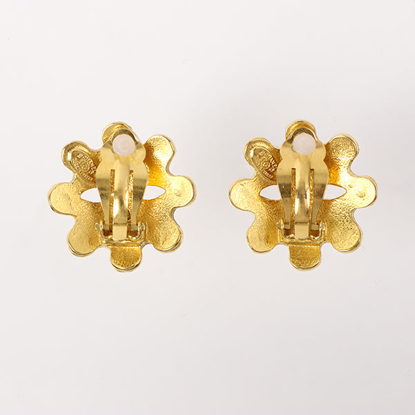 Chanel Flower Motif Cutout Cc Mark Earrings