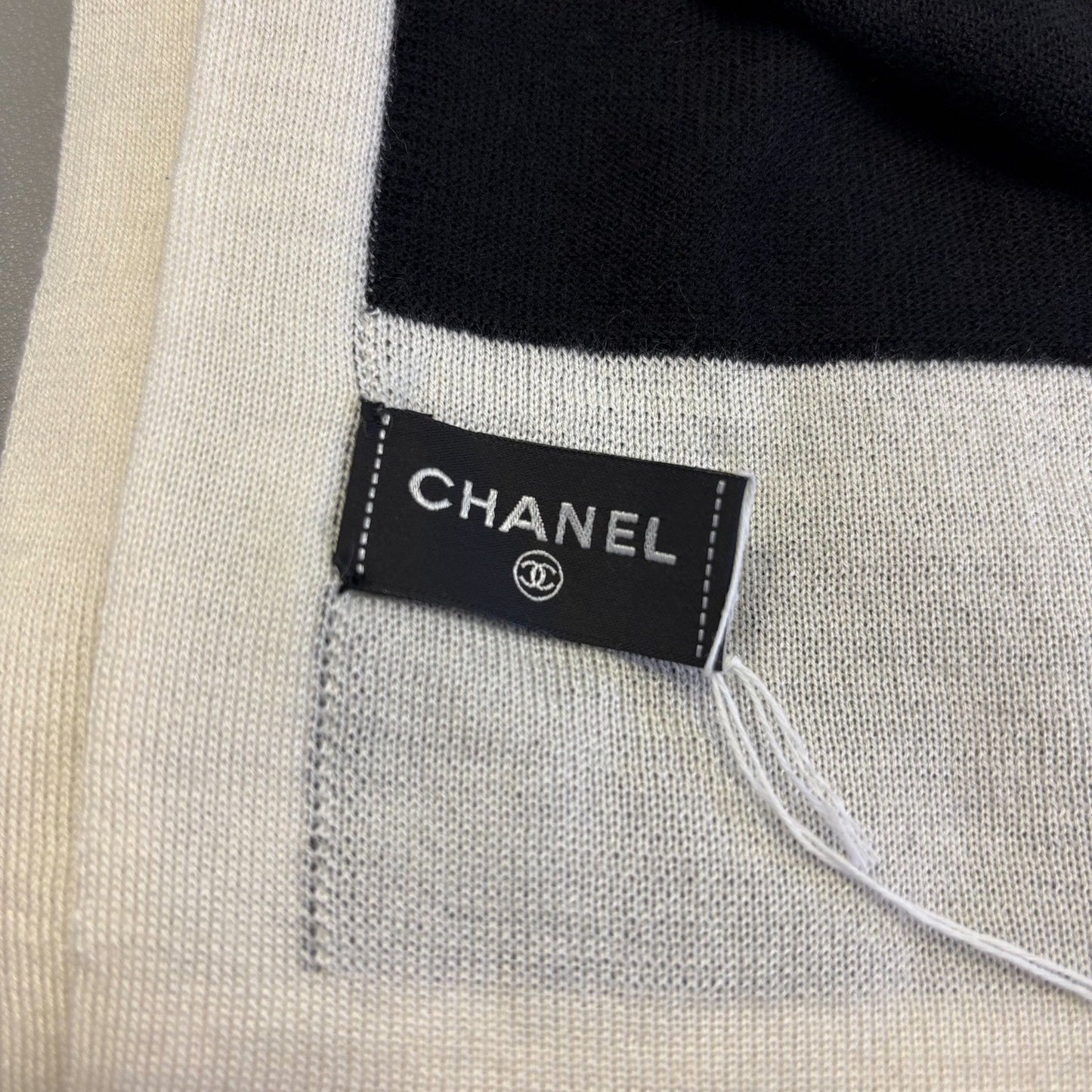 Chanel 4 Piece Travel Set with Pouch,shawl,socks and Eye Shield in Black and White Cashmere / Wool / Silk Handbag