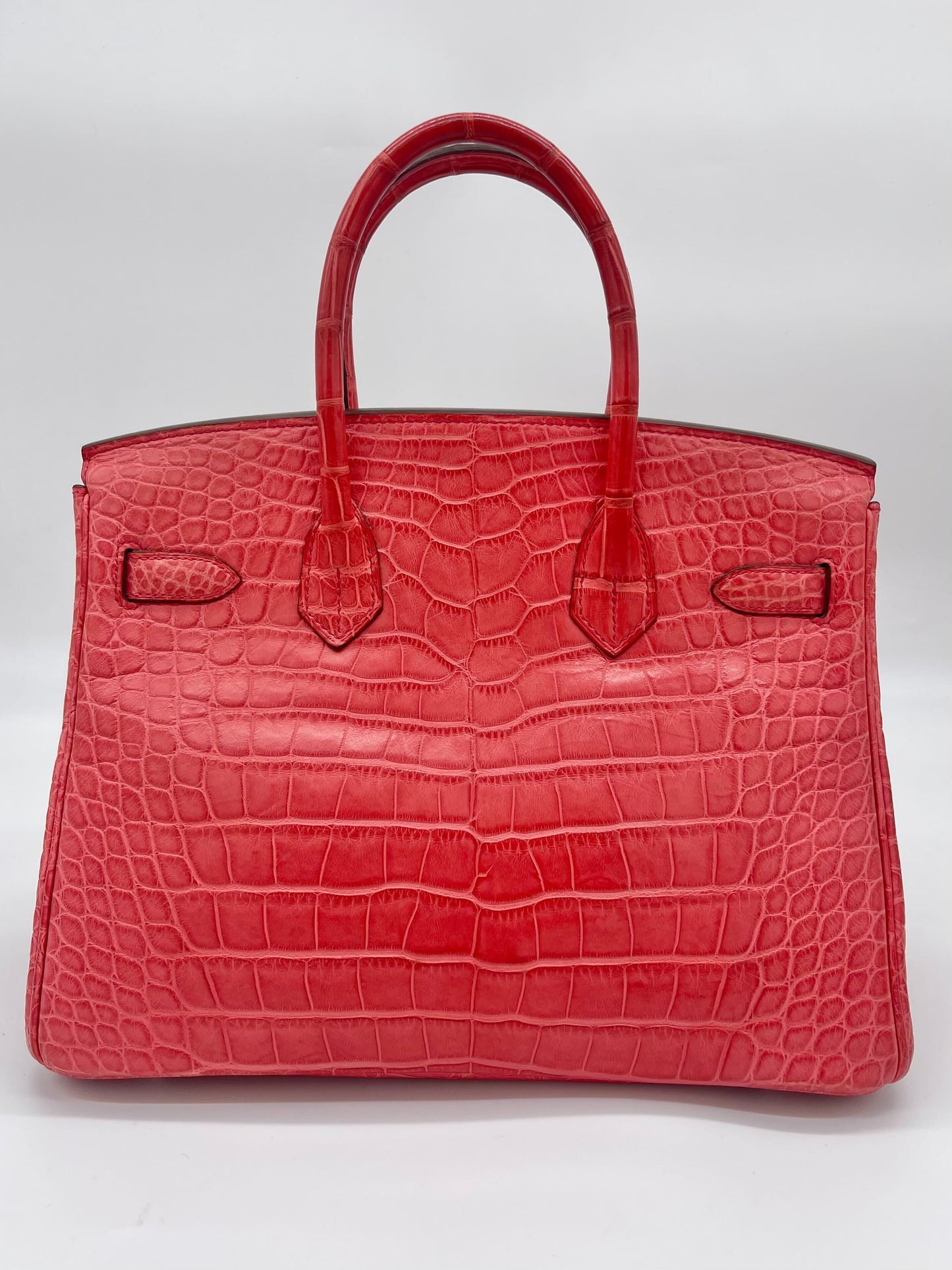 Gucci Hermes Birkin Alligator Matte Bougainvillier Palladium Hardware Handbag Travel Bag