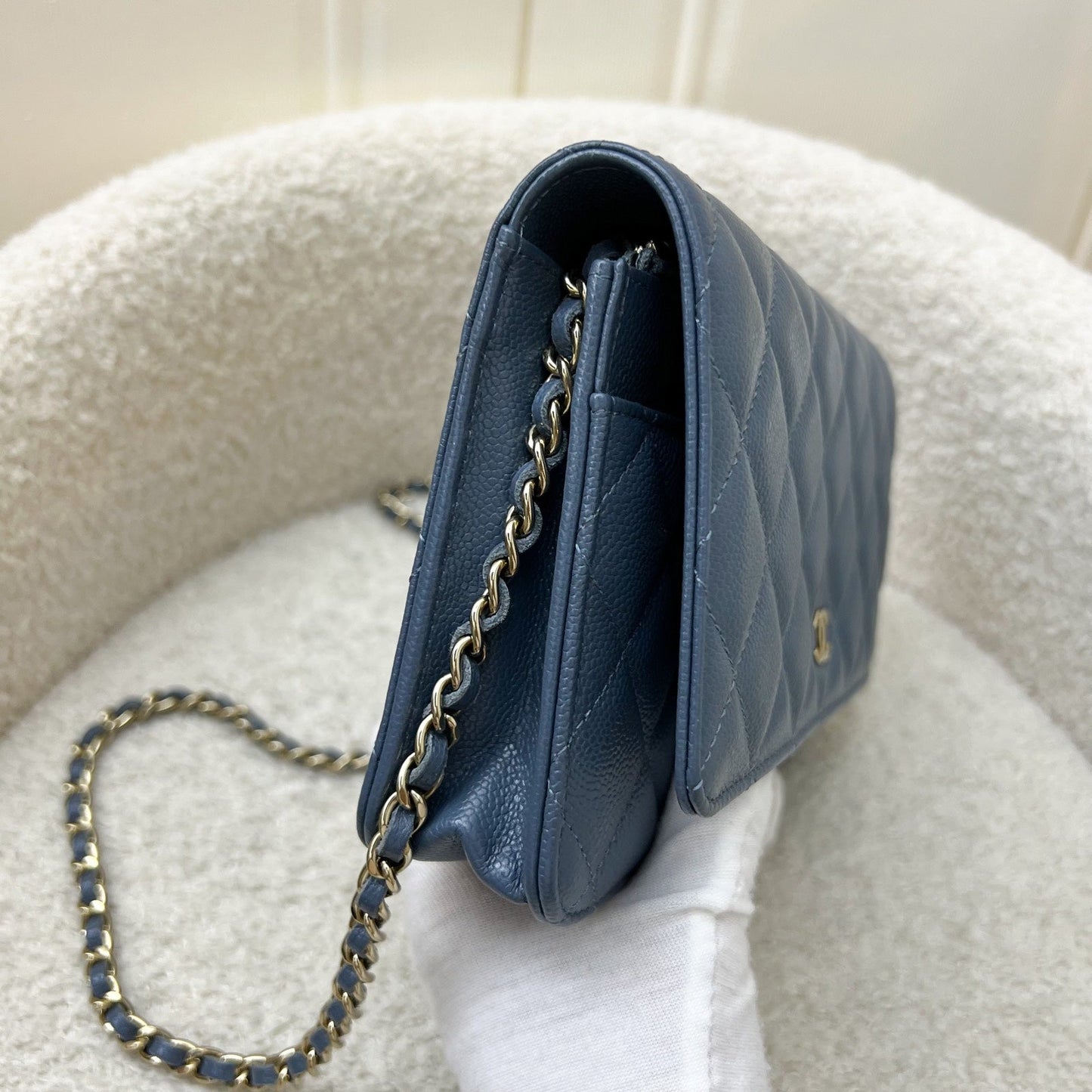 Chanel Classic Wallet on Chain WOC in Blue Caviar and Lghw Handbag