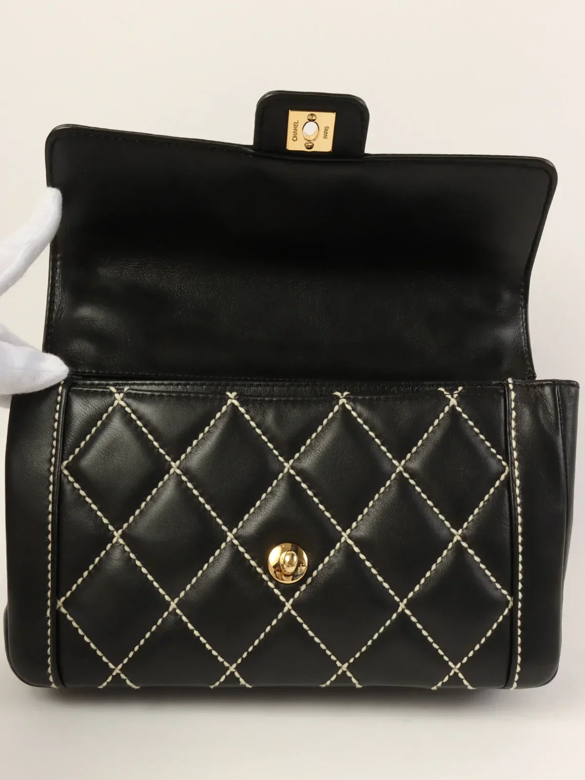 Chanel Around Made Wild Stitch Turn-Lock Top Handle Bag Black