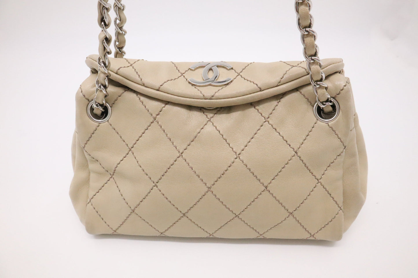 Chanel Beige Leather 1 Shoulder Bag