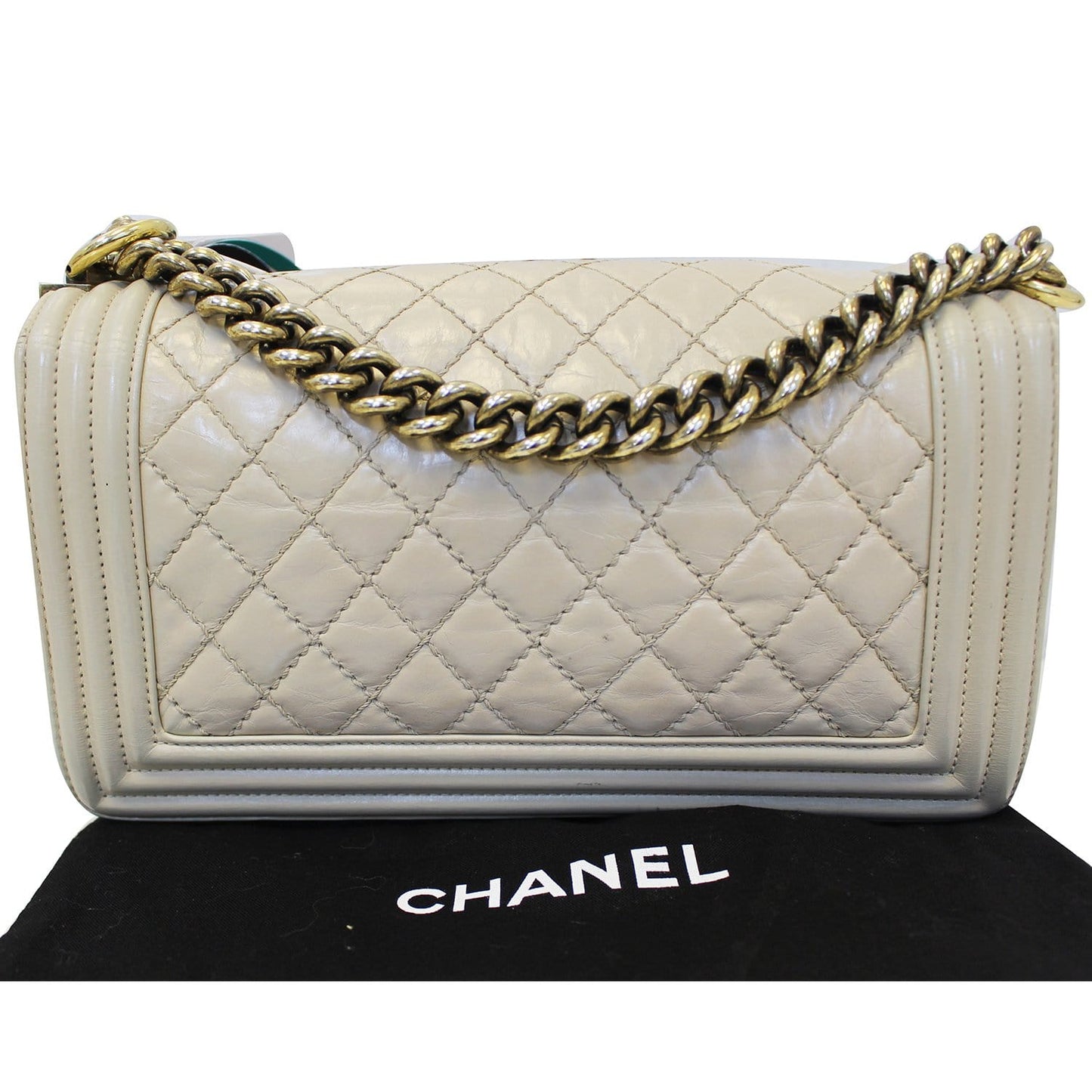 Chanel Boy Flap Quilted Leather Beige Travel Bag