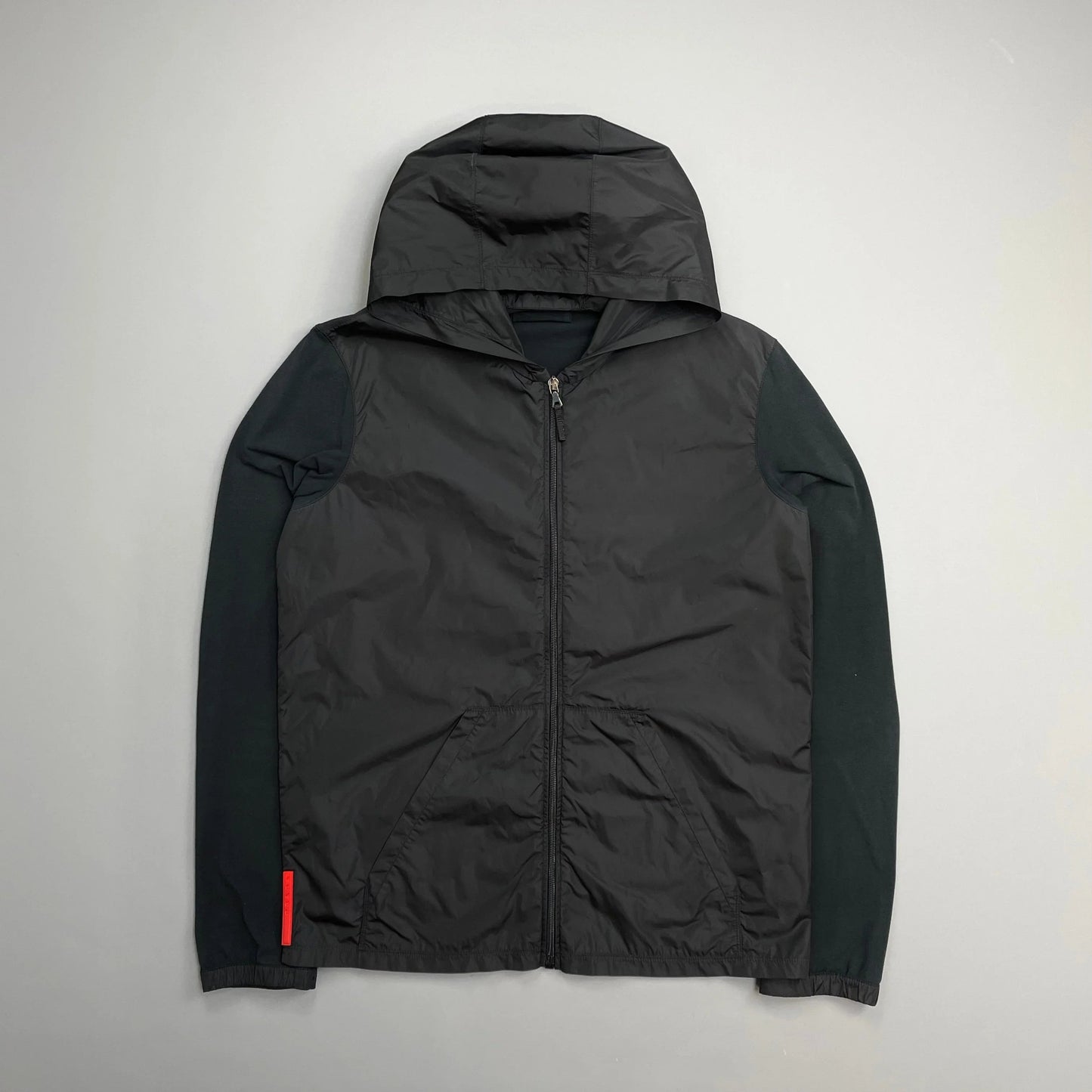 Prada Handbag Sport Panel Lightweight Technical Hooded Jacket Nylon Black