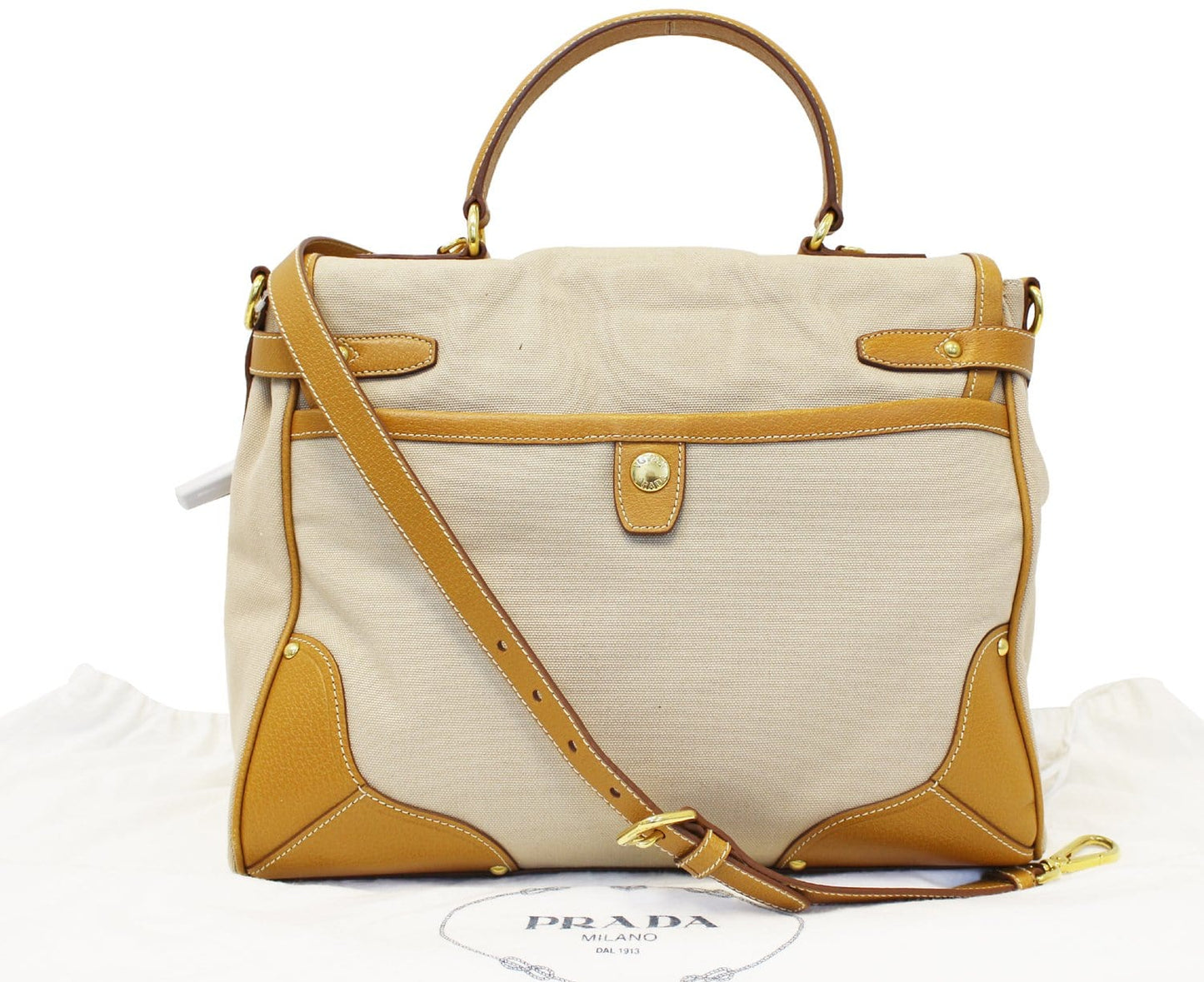 Prada Corda Cuoio Canapa And Cinghial Pattina Satchel Canvas Travel Bag