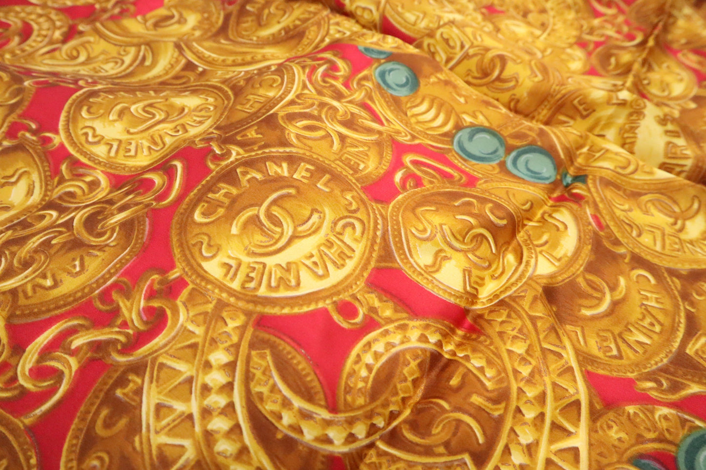 Chanel Scarf & Silk Red Gold
